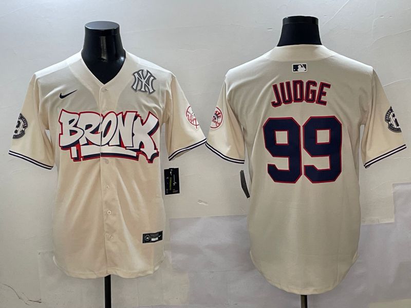 Men New York Yankees #99 Judge Cream four generations Joint Name 2025 Nike MLB Jersey style 4112